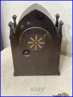 Antique New Haven Cathedral Style Westminster Chime Mantle Clock