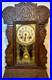 Antique New Haven Gingerbread Mantel Clock Pressed Oak Westminster Chime Key