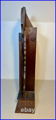 Antique New Haven Gingerbread Mantel Clock Pressed Oak Westminster Chime Key