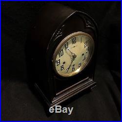 Antique New Haven Inglewood Gothic Beehive Black Westminster Chime Clock RARE