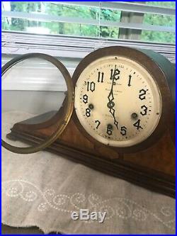 Antique New Haven Mantle Clock With West Minster Chime And Key 1930-40s
