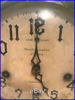 Antique New Haven Mantle Clock With West Minster Chime And Key 1930-40s