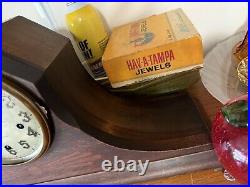 Antique New Haven Tambour Mantle Clock Art Deco Art Neuveau Brass