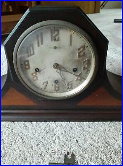 Antique New Haven Westminster Lincoln tambour mantle clock, chorded chime/silent