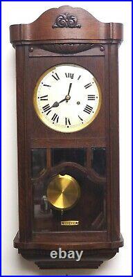 Antique Perfect Art Deco Musical Westminster Chime Wall Clock 8-Day Wood Oak HAC