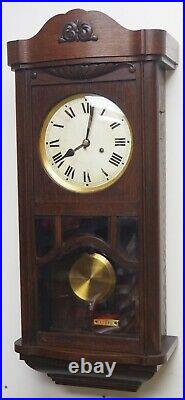 Antique Perfect Art Deco Musical Westminster Chime Wall Clock 8-Day Wood Oak HAC