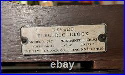 Antique Revere R-937 Electric Mantel Clock WORKING withOriginal Instruction Papers