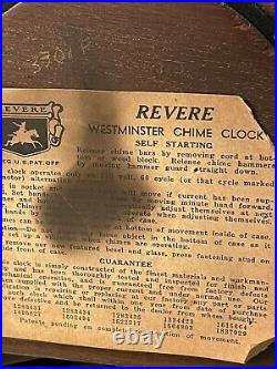 Antique Revere Telechron Electric Westminster Chime Mantel Clock Chimes Well