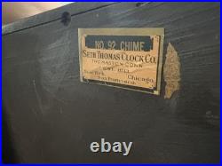 Antique Seth Thomas 8 Day Key Wind Westminster Chime #92 Tambour Mantle Clock