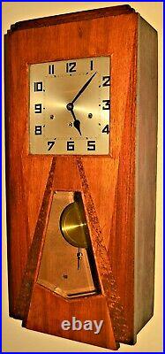 Antique Vintage Art Deco Inlaid Carillon Pendulum Striking Regulator Wall Clock