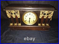 Antique Vintage Session Mantle Parlor Kitchen Chime Pillar Clock Works