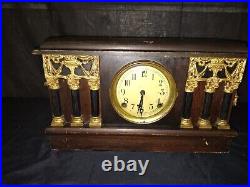 Antique Vintage Session Mantle Parlor Kitchen Chime Pillar Clock Works