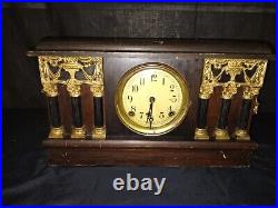 Antique Vintage Session Mantle Parlor Kitchen Chime Pillar Clock Works