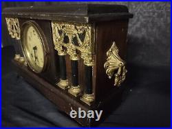 Antique Vintage Session Mantle Parlor Kitchen Chime Pillar Clock Works