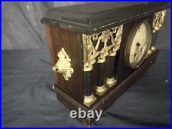 Antique Vintage Session Mantle Parlor Kitchen Chime Pillar Clock Works