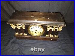 Antique Vintage Session Mantle Parlor Kitchen Chime Pillar Clock Works