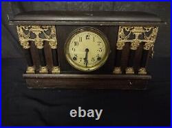 Antique Vintage Session Mantle Parlor Kitchen Chime Pillar Clock Works