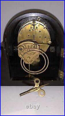 Antique Vintage Seth Thomas Mahogany No 1 Tambour Mantel Chime Clock with key