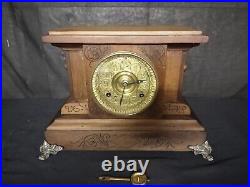 Antique Vintage Waterbury Footed Mantle Parlor Kitchen Chime Clock Works