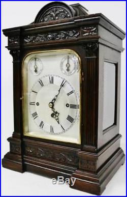 Antique W&H Carved Mahogany Triple Fusee Musical Westminster Chime Bracket Clock