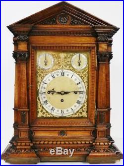 Antique W&H Carved Oak Triple Fusee Musical Westminster Chime Bracket Clock