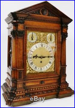 Antique W&H Carved Oak Triple Fusee Musical Westminster Chime Bracket Clock