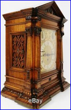 Antique W&H Carved Oak Triple Fusee Musical Westminster Chime Bracket Clock