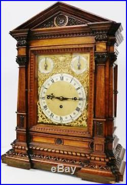 Antique W&H Carved Oak Triple Fusee Musical Westminster Chime Bracket Clock