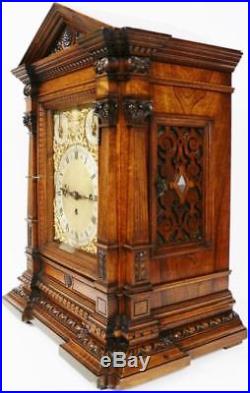 Antique W&H Carved Oak Triple Fusee Musical Westminster Chime Bracket Clock