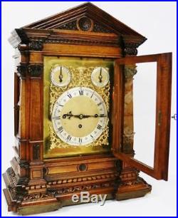 Antique W&H Carved Oak Triple Fusee Musical Westminster Chime Bracket Clock