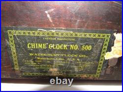 Antique Waterbury Chime Clock No. 500 Quarter Hour Westminster Chime Clock