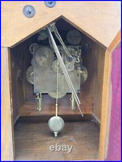 Antique Waterbury Clock Co Westminster Chime Bracket Clock Fancy Gilt Dial