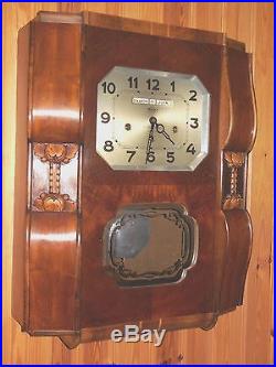 Antique Westminster Chime Art Deco French Wall Clock GIROD 8 Bars 2 Melodies
