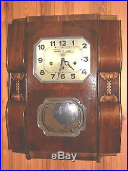 Antique Westminster Chime Art Deco French Wall Clock GIROD 8 Bars 2 Melodies