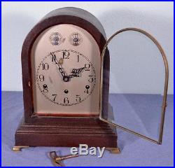Antique Westminster Chime Clock with Mahogany & Bronze Case from Germany