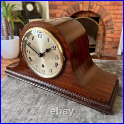 Antique Westminster Chime Mantel Clock 5 Rod Mahogany Fully Serviced Working