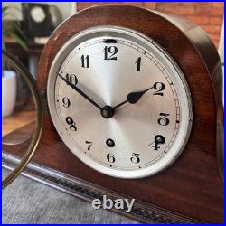 Antique Westminster Chime Mantel Clock 5 Rod Mahogany Fully Serviced Working