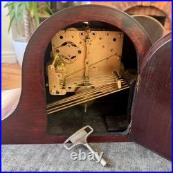 Antique Westminster Chime Mantel Clock 5 Rod Mahogany Fully Serviced Working Antique Westminster Chime Mantel Clock 5 Rod Mahogany Fully Serviced Working