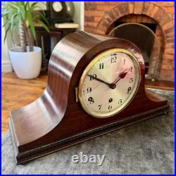 Antique Westminster Chime Mantel Clock 5 Rod Mahogany Fully Serviced Working