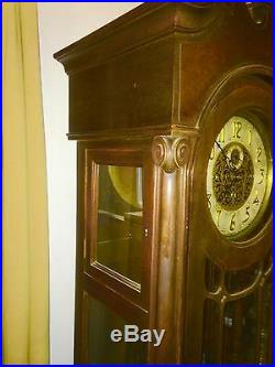 Antique Winterhalder & Hofmeier Grandfather Tall Floor Clock Westminster chimes