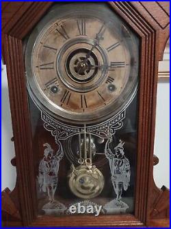 Antique Wm. L. Gilbert Eagle Kitchen Parlor Mantle Shelf Clock Works