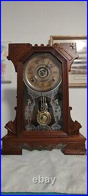 Antique Wm. L. Gilbert Eagle Kitchen Parlor Mantle Shelf Clock Works