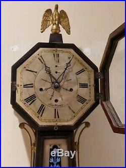 Antique Working 1923 NEW HAVEN Washington Westminster Chime 41 Banjo Wall Clock