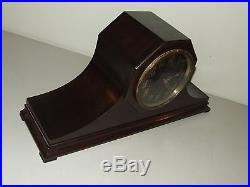 Antique Working 1923 New Haven Westminster Chime Mahogany Art Deco Mantel Clock
