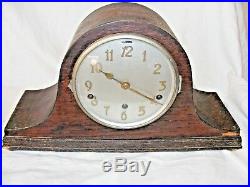 Antique Working Napoleon Hat Mantel Clock Brass Letters Westminster Chimes