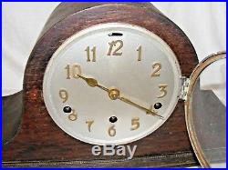 Antique Working Napoleon Hat Mantel Clock Brass Letters Westminster Chimes