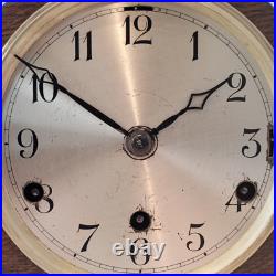 Antique c1930's English Anvil Oak Cased Westminster Chiming Mantel Clock