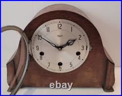 Antique c1930's English Smiths Enfield Oak Westminster Chiming Mantel Clock