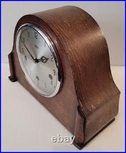 Antique c1930's English Smiths Enfield Oak Westminster Chiming Mantel Clock