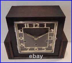 Antique c1930's Square Art Deco German Westminster Chiming Clock with Silence